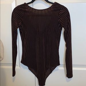 NWOT Forever 21 Brown Velvet Bodysuit